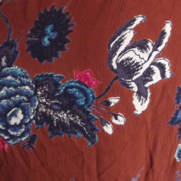 BILLABONG Wrap Dress, S, Rust/Multicolor Floral, Short sleeve, Rayon - Picture 9 of 15